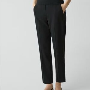 Theory Black Treeca Pull On Straight Cropped Pants